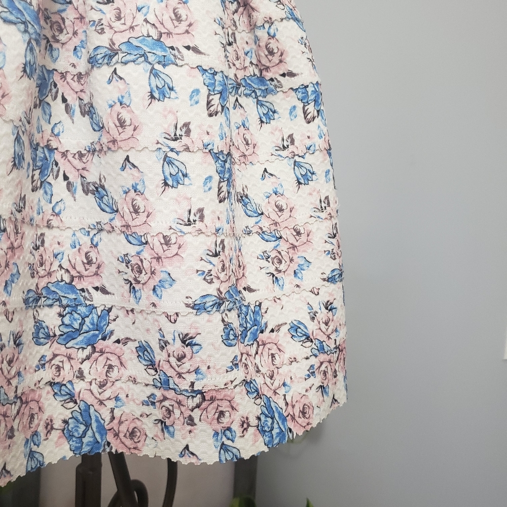 HOCO! Sans Souci White Floral Tea Party Cupcake Dress L StraplessSans Souci HOCO - Picture 3 of 16